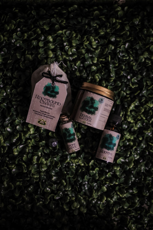 Earth Element Ritual Kit | Herbal Woods Candle, Ritual Oil & Moss Agate | Grounding, Stability & Protection