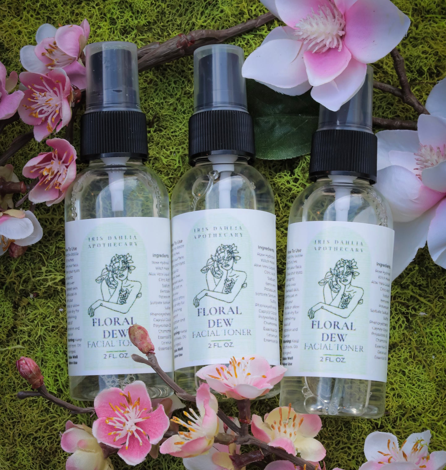 Floral Dew Facial Toner – 2 oz | Rose & Chamomile Hydrating Mist - Iris Dahlia Apothecary