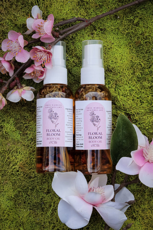 Floral Bloom Body Oil – Rose, Lavender & Geranium Botanical Elixir (2oz) - Iris Dahlia Apothecary