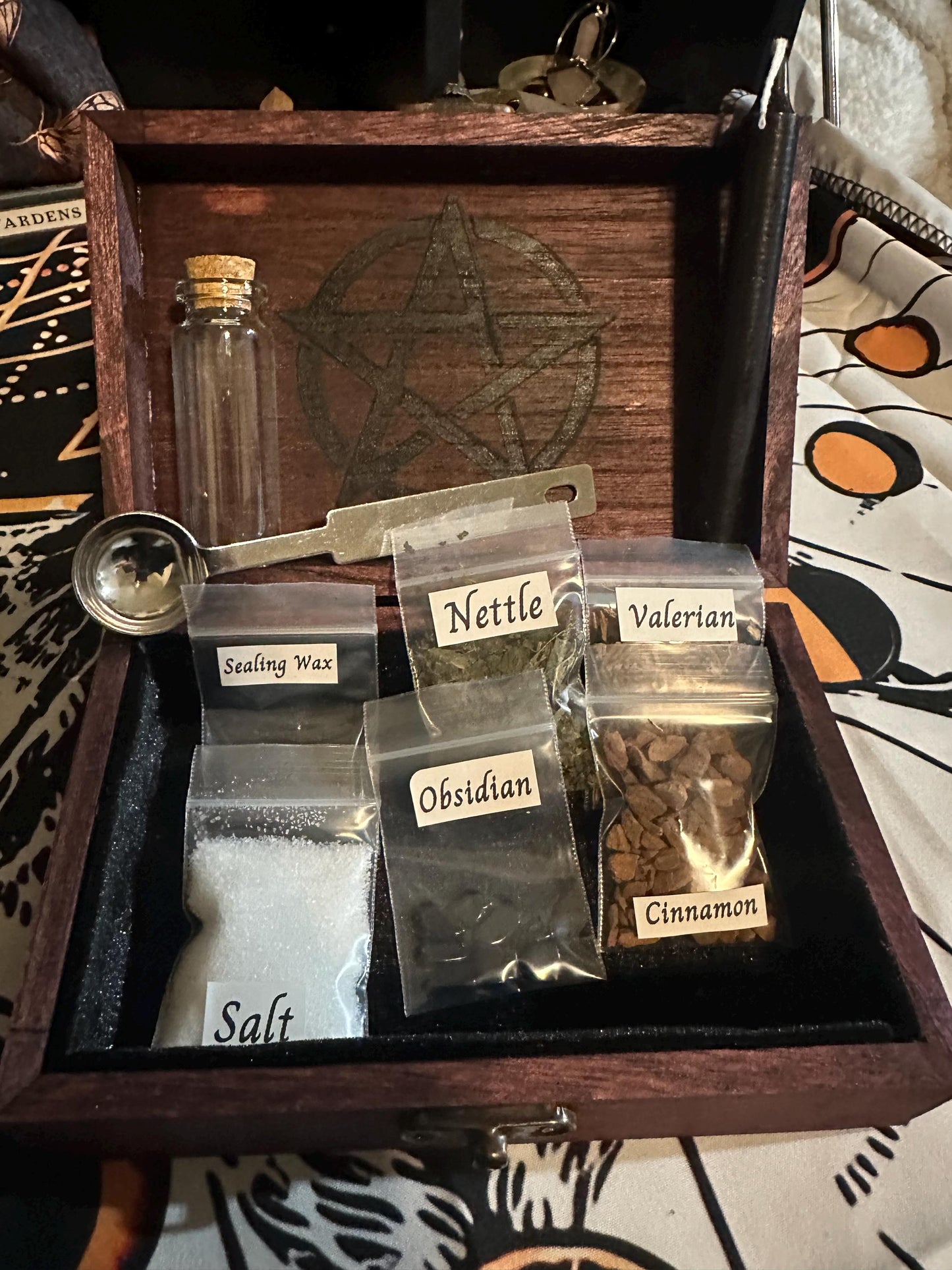 DIY Spell Jar Kit with customizable ingredients for personalized witchcraft rituals and intention setting.