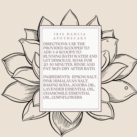 Tranquil Bloom Bath Salts – Soothing Floral Salt Soak (4oz / 8oz) - Iris Dahlia Apothecary