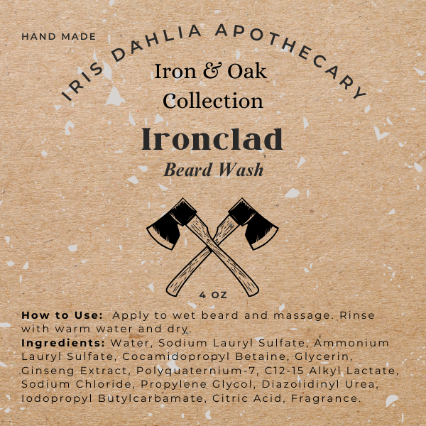 Ironclad Beard Wash – Bourboned Tobacco | Beard Cleanser for Men - Iris Dahlia Apothecary