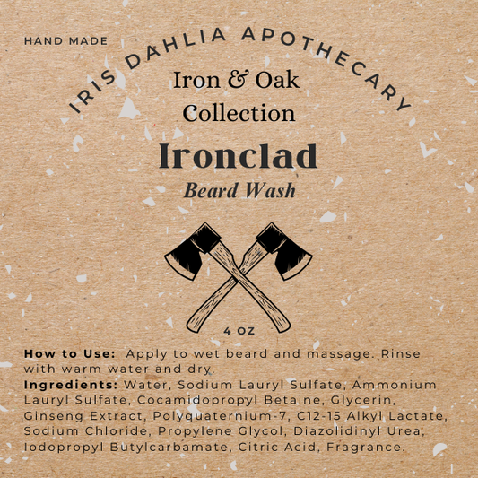 Ironclad Beard Wash – Bourboned Tobacco | Beard Cleanser for Men - Iris Dahlia Apothecary