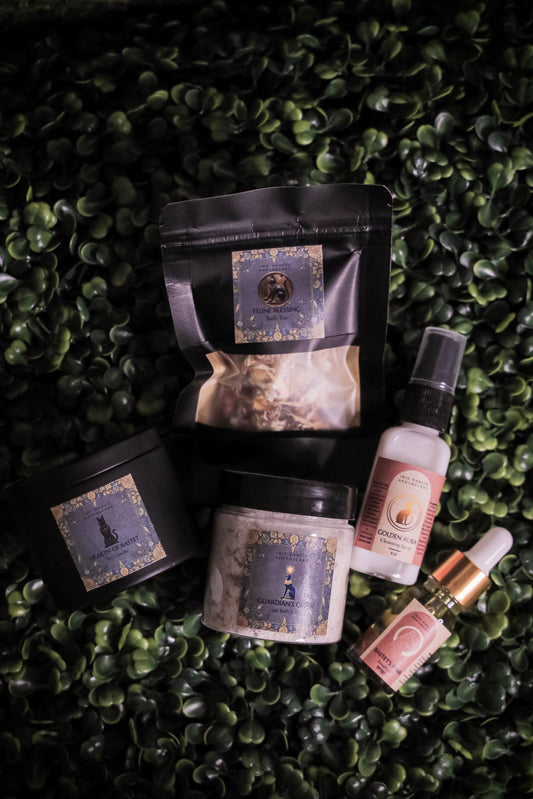 Bastet Deity Ritual Kit | Protection, Home Blessings & Divine Feminine Ritual Set | Candle, Ritual Oil, Cleansing Spray, Bath Tea + Bath Salts