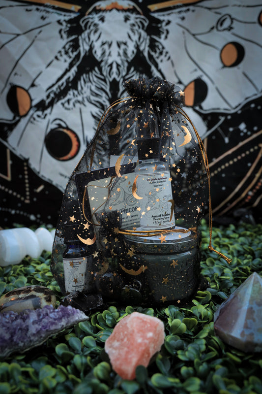 Capricorn Ritual Kit | Zodiac Self-Care Gift Set | Candle, Ritual Oil, Cleansing Spray, Smoky Quartz Crystal & Charm