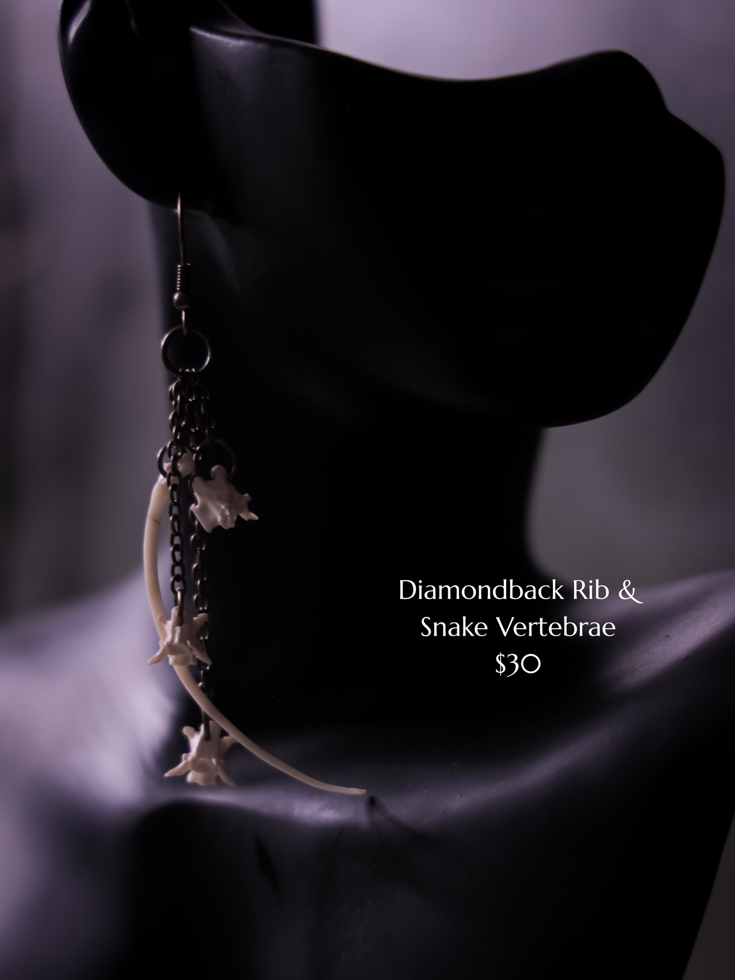 Diamondback Rib and Snake Vertebrae Earrings