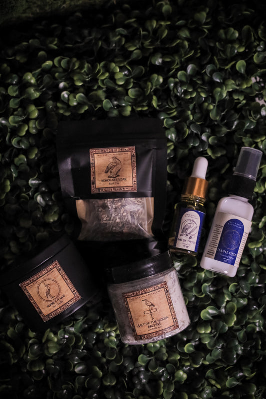 Thoth Deity Ritual Kit | Wisdom, Study & Divination Set | Candle, Ritual Oil, Cleansing Spray, Bath Salts + Bath Tea