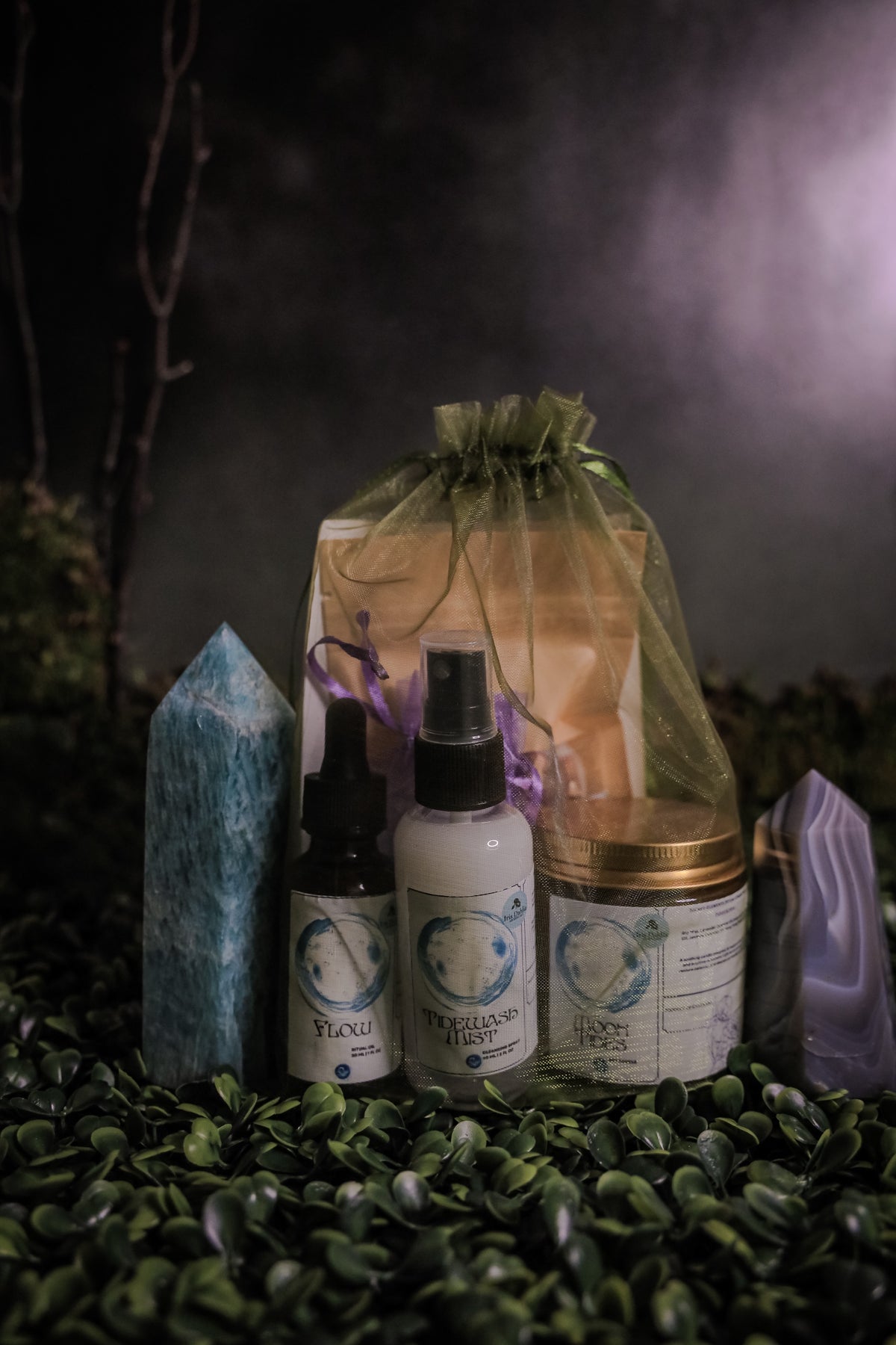 Water Element Ritual Kit | Moon Tides Candle, Bath Tea & Moonstone | Emotional Healing, Intuition & Flow