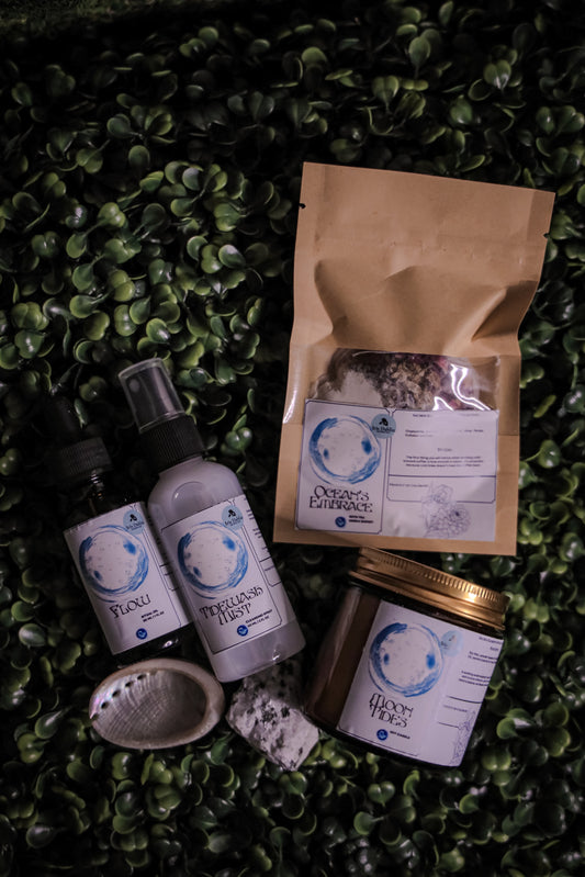 Water Element Ritual Kit | Moon Tides Candle, Bath Tea & Moonstone | Emotional Healing, Intuition & Flow