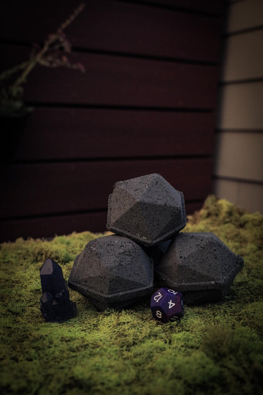 Black Bath Bomb shaped as a D20 dice