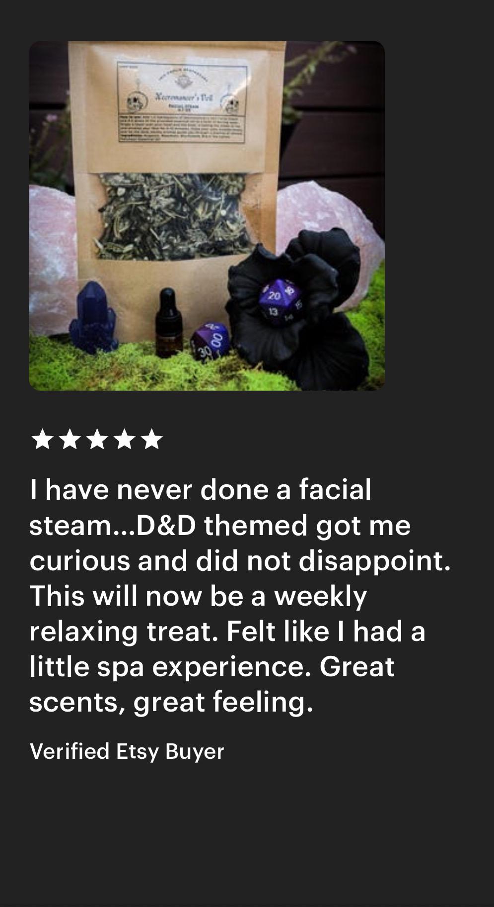 Necromancer's Veil Facial Steam All Natural Aromatherapy for DND Fantasy Spa Self Care