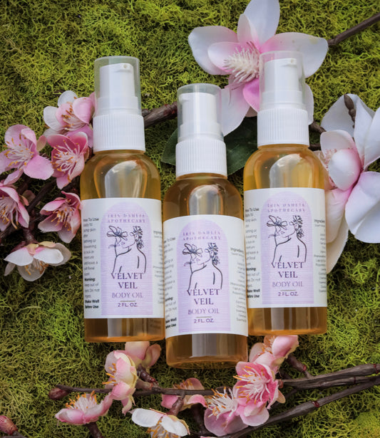 Velvet Veil Body Oil – 2 fl oz | Nourishing Floral Body Moisturizer - Iris Dahlia Apothecary