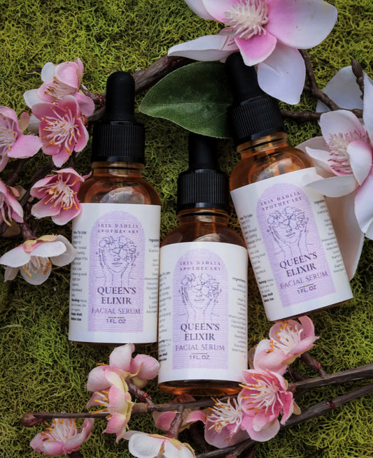 Queen’s Elixir Facial Serum – Radiance & Hydration Botanical Blend (1oz) - Iris Dahlia Apothecary