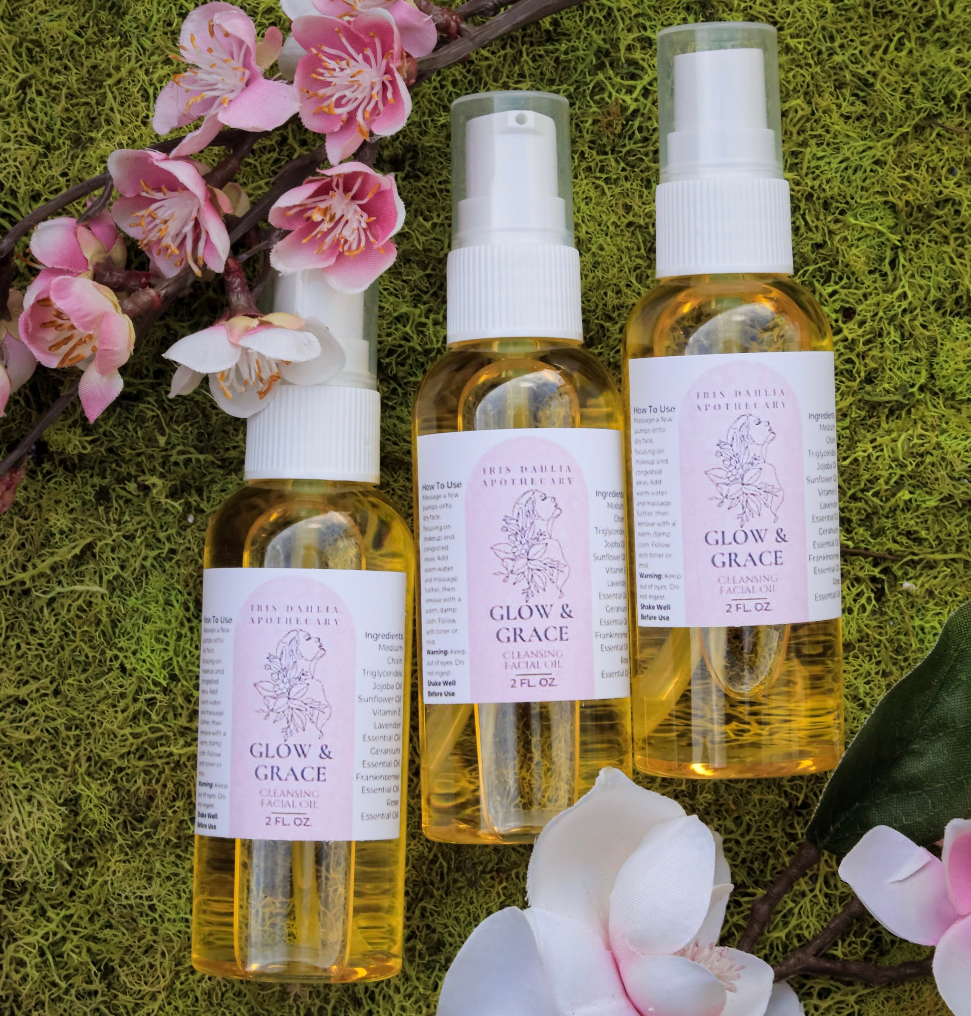 Glow & Grace Cleansing Facial Oil – 2 fl oz | Natural Oil Cleanser - Iris Dahlia Apothecary