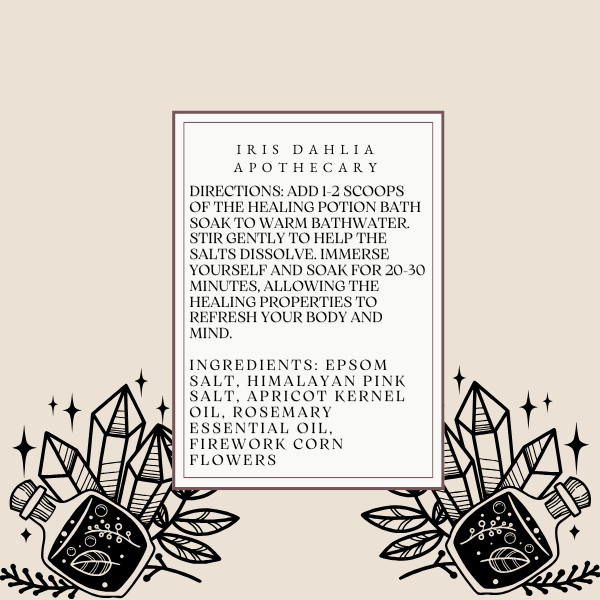 Healing Potion Bath Soak – 8oz Salt Blend for Muscle Relief | Iris Dahlia Apothecary - Iris Dahlia Apothecary