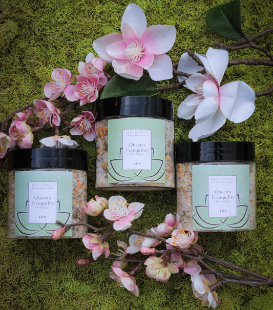 Queen’s Tranquility Bath Salts – 4 oz Jar | Lavender Chamomile Soak - Iris Dahlia Apothecary