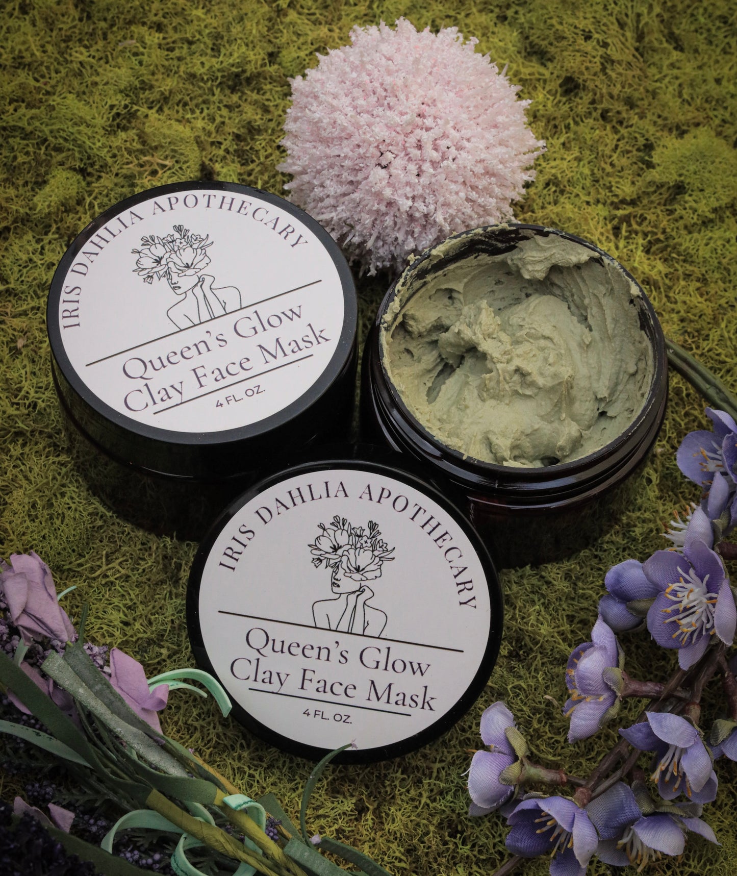 Queen’s Glow Clay Mask – 4 oz | French Green Clay + Hydrating Botanicals - Iris Dahlia Apothecary